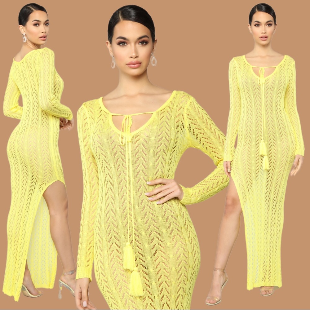 I’m So Excited Knit Maxi Dress | Yellow